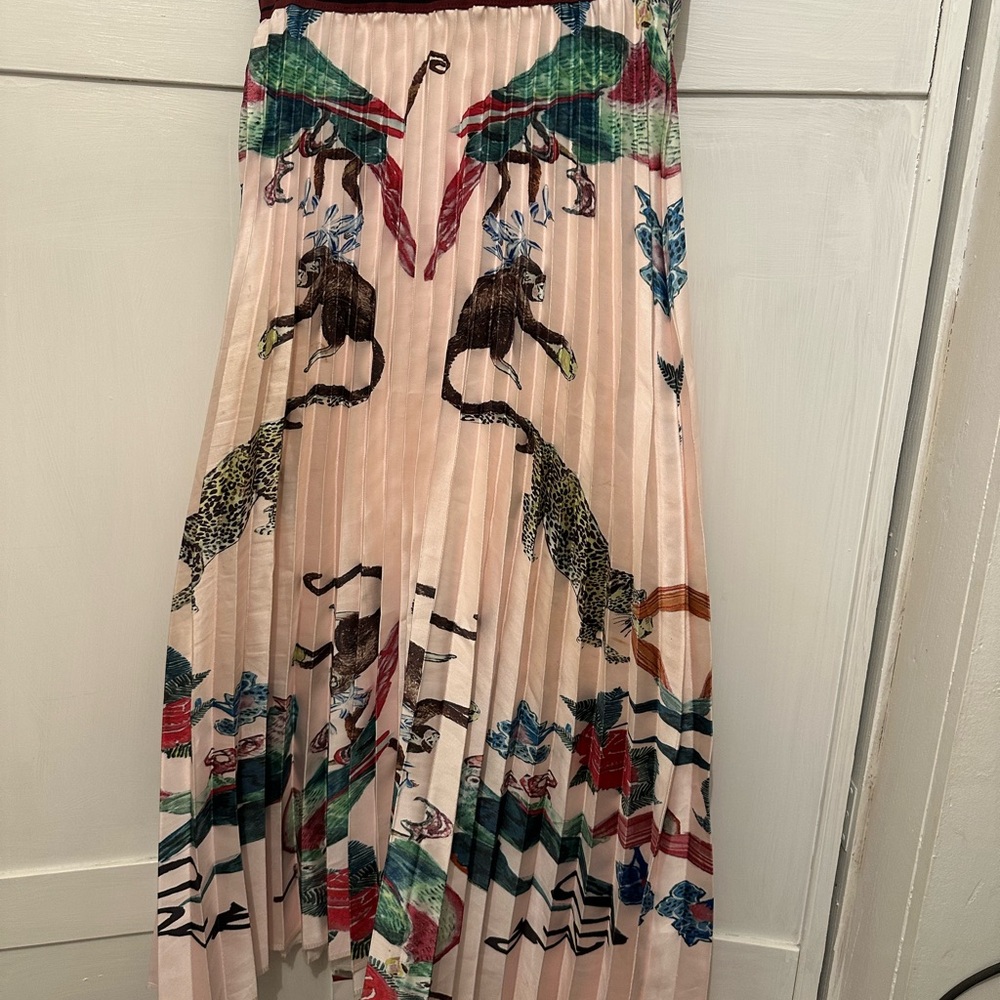 Animal Print Pleated Skirt